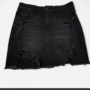 American Eagle Outfitters Black Distressed Mini Skirt